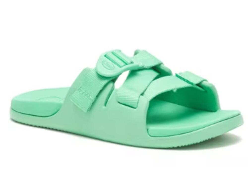 Kid's Chaco Youth US 5 'Chillos' Slide Sandal Jade Green Adjustable Closure